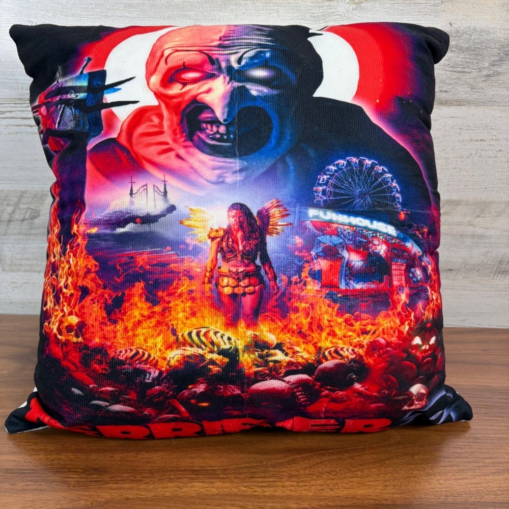 Horror Movie Terrifier 2 Art The Clown Throw Pillow 15" x 15" 2022